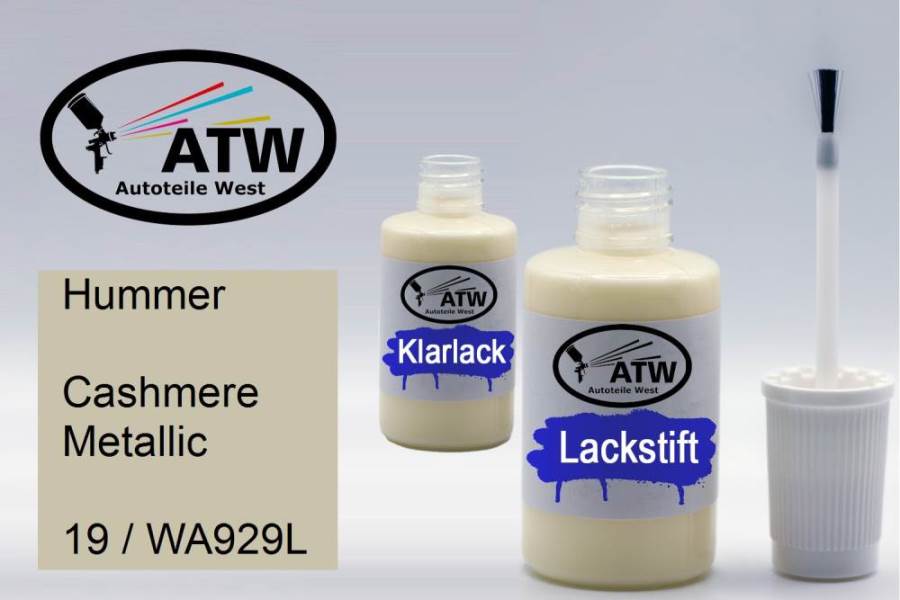 Hummer, Cashmere Metallic, 19 / WA929L: 20ml Lackstift + 20ml Klarlack - Set, von ATW Autoteile West.